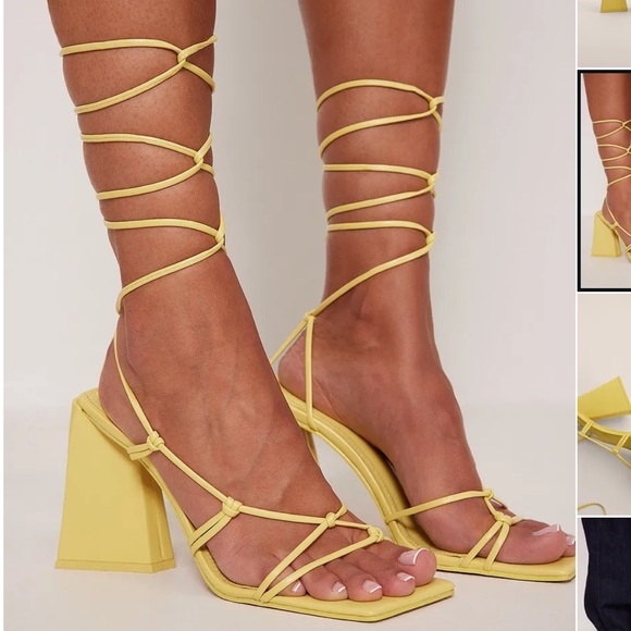 nakd Shoes - NAKD Knot Detail Heels Yellow